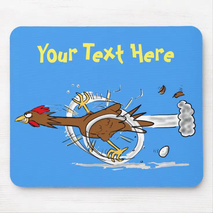 Funny fast chicken running cartoon mouse pad | Zazzle