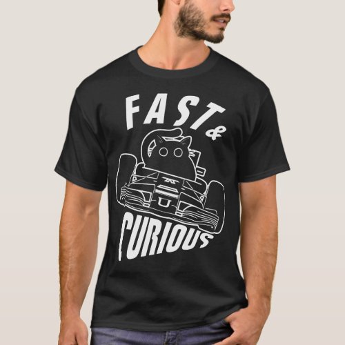 Funny Fast Curious  Driving Cat T_Shirt