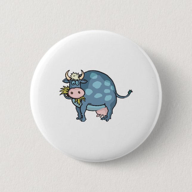 funny fat blue cow button (Front)
