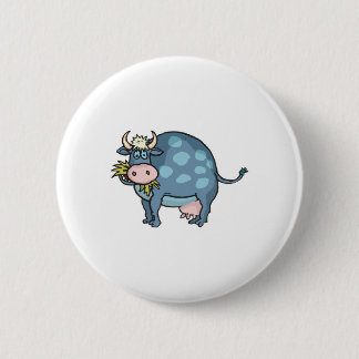 funny fat blue cow button
