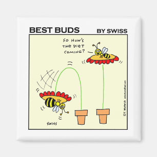 Funny Fat Bumblebee Cartoon Dieting Humor Magnet