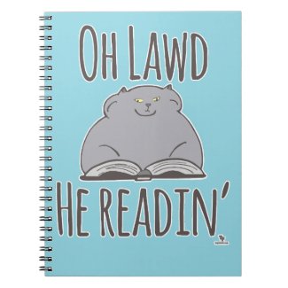 Funny Fat Cat He Reading Fun Feline Cartoon