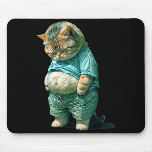 Funny Fat Cat Ia Art Design Print Mouse Pad