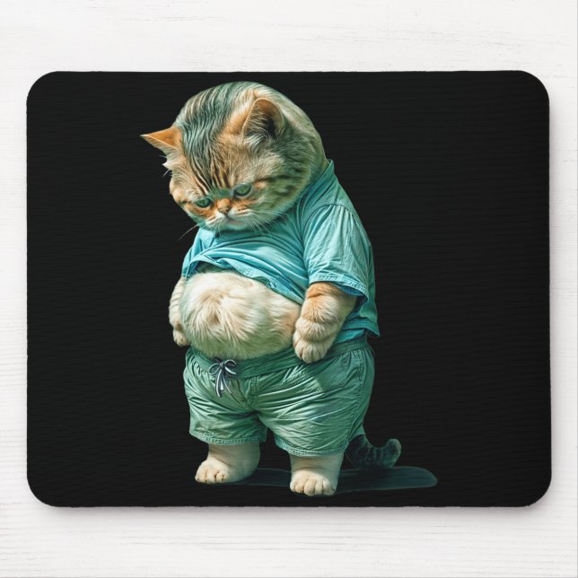 Funny Fat Cat Ia Art Design Print  Mouse Pad (Front)