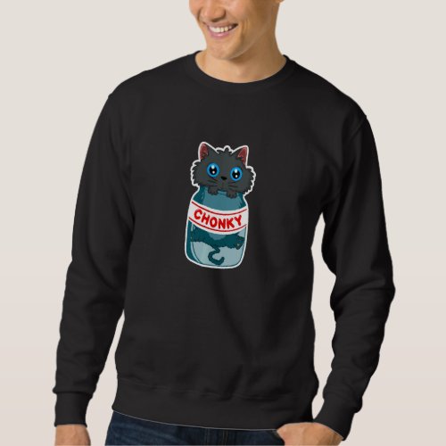 Funny Fat Cat Meme Cute Chonky Cat Stuck In A Chon Sweatshirt