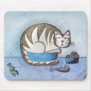 Funny Fat Cat Original Art Mousepad