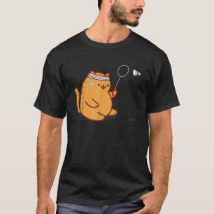 Funny Fat Cat Playing Badminton T-Shirt