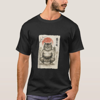 Funny Fat Cat Sumo Wrestler Sumi e Japanese Art An T-Shirt