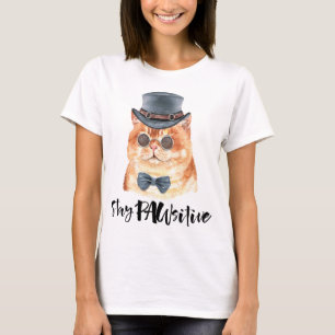 Funny Fat Ginger Cat Wearing Hat Positive Quotes T-Shirt