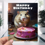 Funny Fat Hamster and Candle Cake - Happy Birthday Card<br><div class="desc">The funny fat hamster birthday card is an exceptional choice for several reasons, making it a great purchase. Its adorable design featuring a cute hamster and a pink birthday cake image is sure to bring a smile to anyone's face. Firstly, the card's unique humor sets it apart from ordinary birthday...</div>