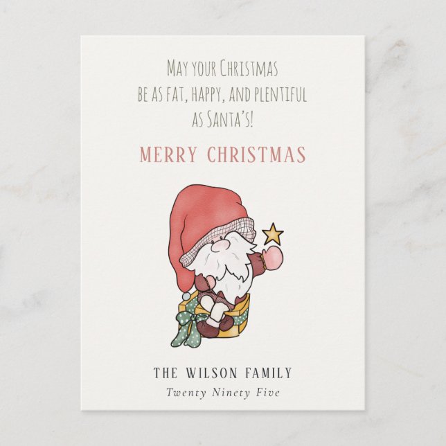 Funny Fat Happy Plentiful Santa Christmas Wishes Holiday Postcard (Front)