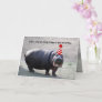 Funny Fat Hippo with Hat Animal Happy Birthday Card