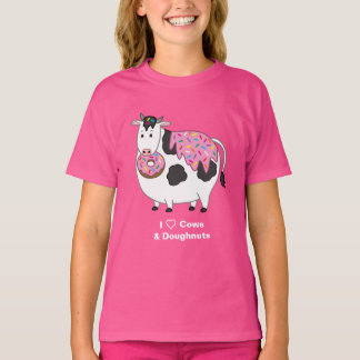 Funny Fat Holstein Cow Eating Sprinkle Doughnut T-Shirt