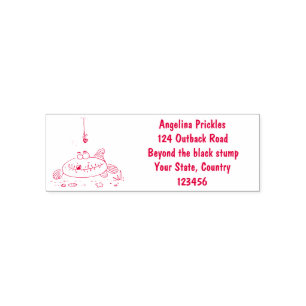 Funny fat hungry green fish fishing cartoon self-inking stamp