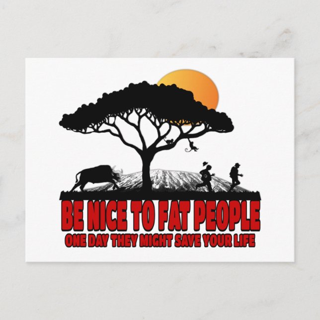 Funny fat joke postcard (Front)