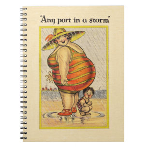Funny Fat Lady on Beach Notebook