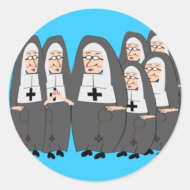 Funny "Fat Nuns" Gifts for any occasion Classic Round Sticker (Front)