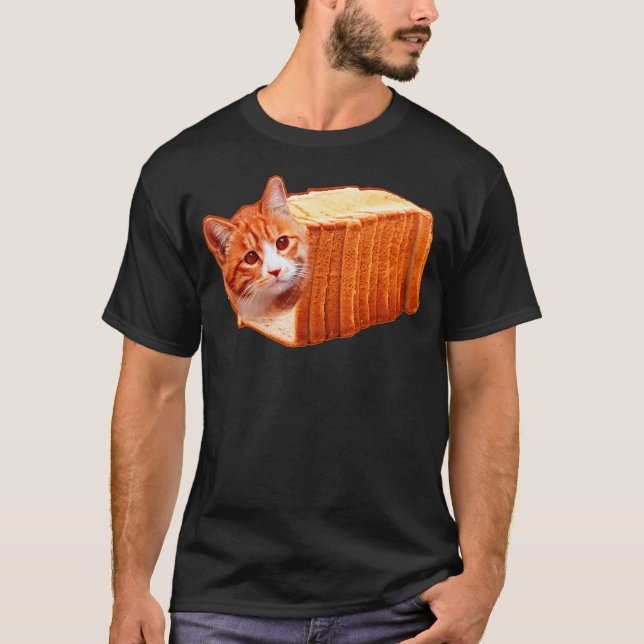 Funny Fat Orange Cat Bread Meme T-Shirt (Front)
