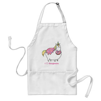 Funny Fat Unicorn Eating Sprinkle Doughnut Adult Apron