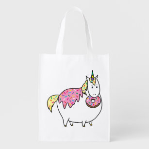 Unicorn Cupcake with Sprinkles Rainbow Grocery Travel Reusable Tote Bag