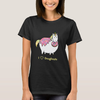 Funny Fat Unicorn Eating Sprinkle Doughnut T-Shirt