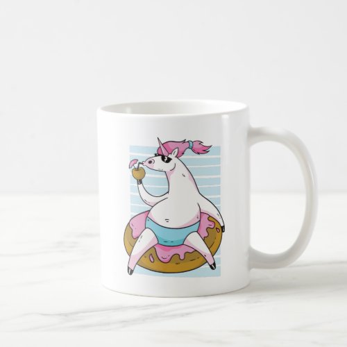 Funny Fat Unicorn Pool Party Chilling Inflatable Coffee Mug