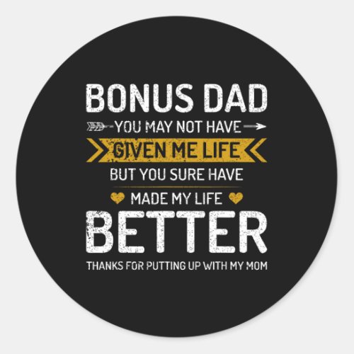 Funny Father39s Day Bonus Dad Gifts From Daughter  Classic Round Sticker