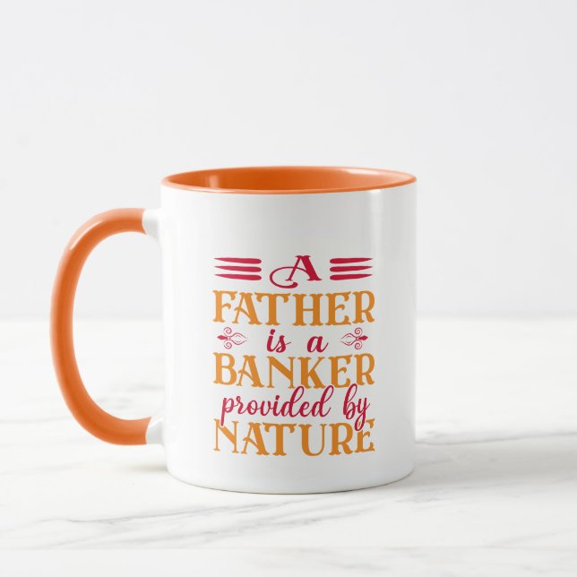 Funny Father banker word art  Mug (Left)