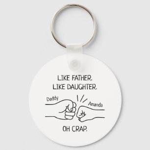 Funny Father Daughter Fist Bump Drawing Keychain