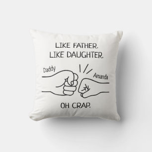 Funny Father Daughter Fist Bump Drawing Throw Pillow