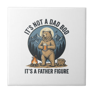 Funny Father Figure Bear Camping Vector Design_1 Ceramic Tile