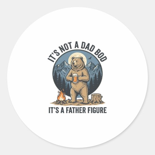 Funny Father Figure Bear Camping Vector Design_1 Classic Round Sticker