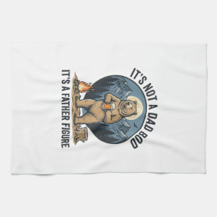 Funny Father Figure Bear Camping Vector Design_1 Kitchen Towel