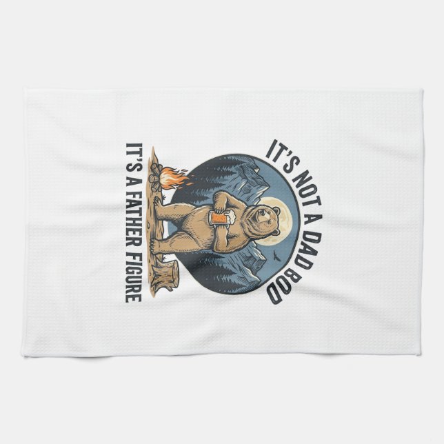 Funny Father Figure Bear Camping Vector Design_1 Kitchen Towel (Horizontal)