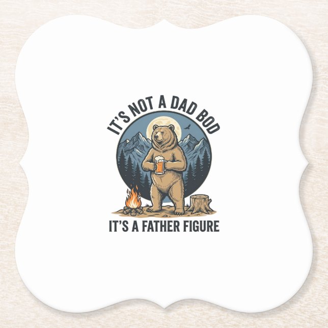 Funny Father Figure Bear Camping Vector Design_1 Paper Coaster (Front)