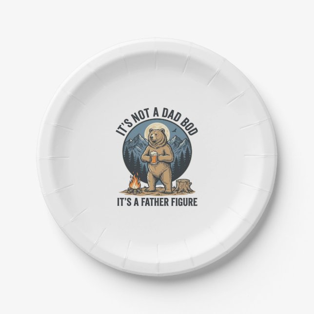 Funny Father Figure Bear Camping Vector Design_1 Paper Plates (Front)