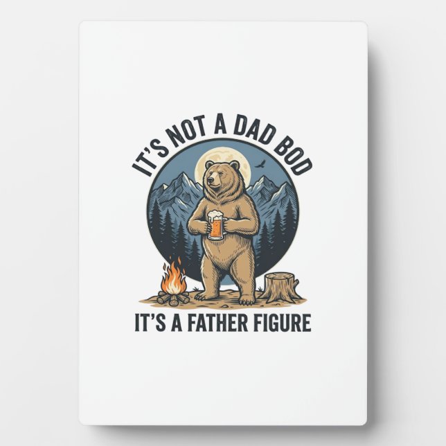Funny Father Figure Bear Camping Vector Design_1 Plaque (Front)