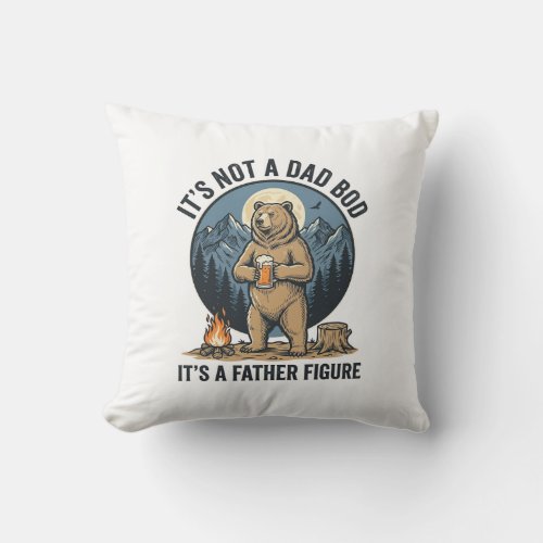 Funny Father Figure Bear Camping Vector Design_1 Throw Pillow