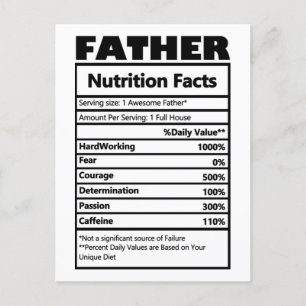Funny Father Nutrition Facts Postcard