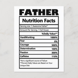 Funny Father Nutrition Facts Postcard 
