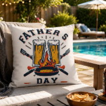 Funny Father’s Day Beer & BBQ Throw Pillow
