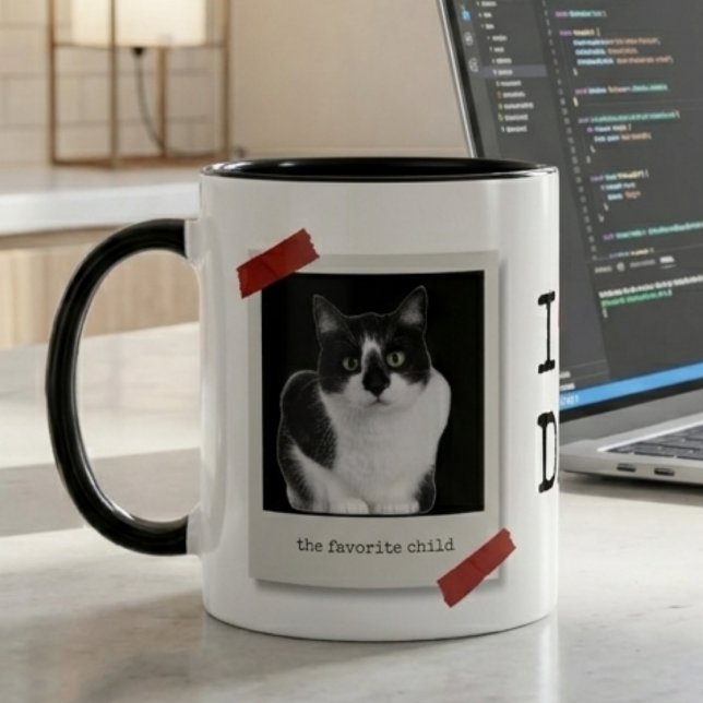 Funny Father's Day 2-Photo Polaroid Cat Dad Mug (Creator Uploaded)