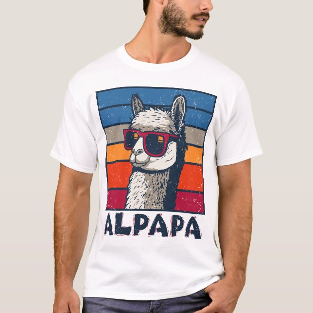 Funny Father's Day Alpapa Llama Alpaca Dad Gift T-Shirt (Front)