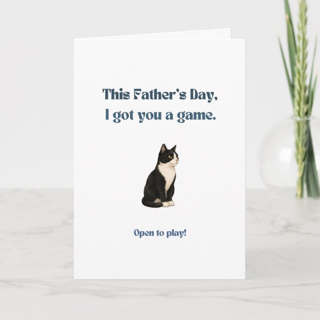 Funny Father's Day Card for Cat Dads Tuxedo Cat (Front)