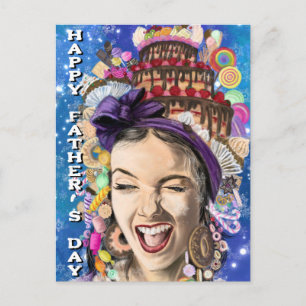 Funny Father's Day Card Happy Playful Woman