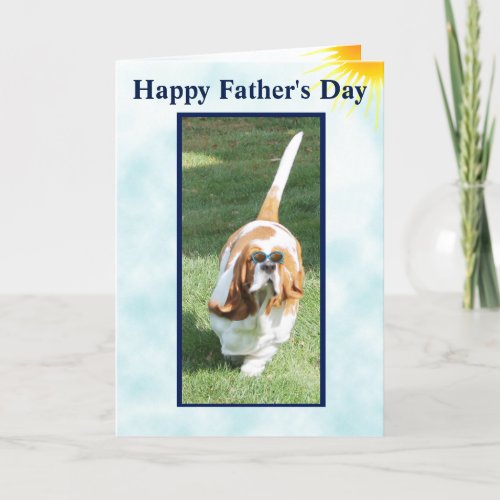 Funny Fathers Day Card wSunbathing Basset Hound