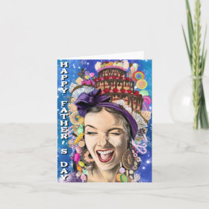 Funny Father's Day Card with Happy Playful Woman