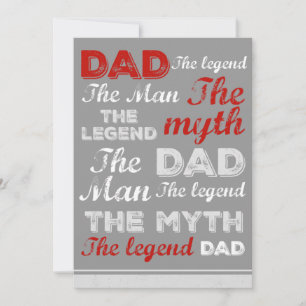 Funny fathers day cards Grey Red Quote Typography