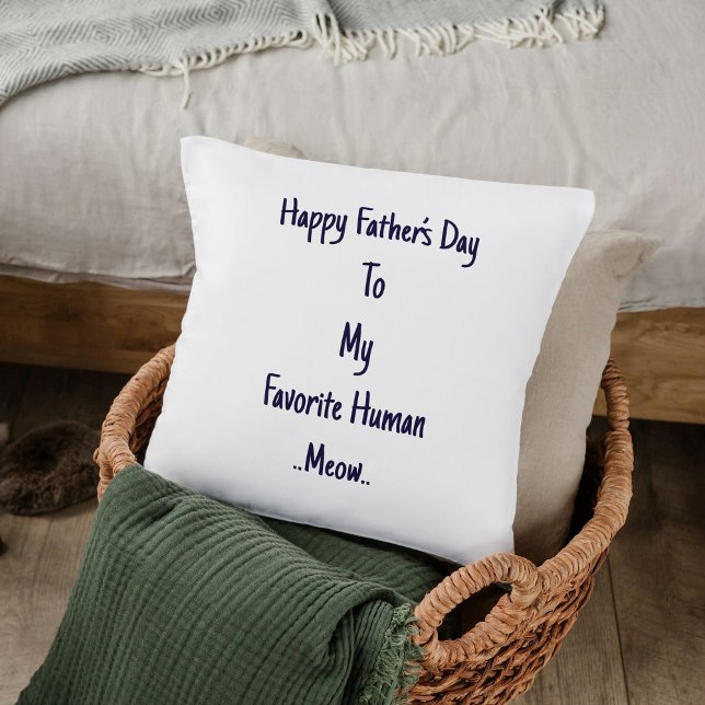 Funny Fathers Day Cat Dad Gift Meow Quote Template Throw Pillow (Creator Uploaded)