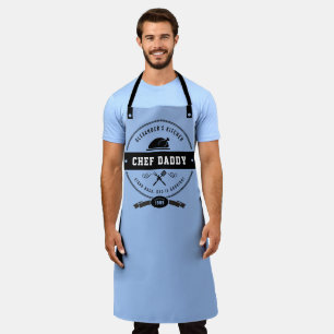 Funny Father's Day Chef Daddy BLUE & Black Apron